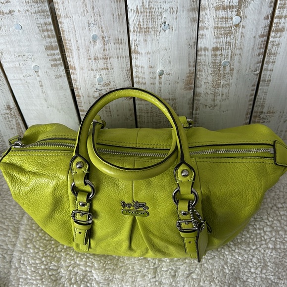 Coach Madison Juliette Satchel Purse Handbag Kiwi and Silver - Picture 7 of 12